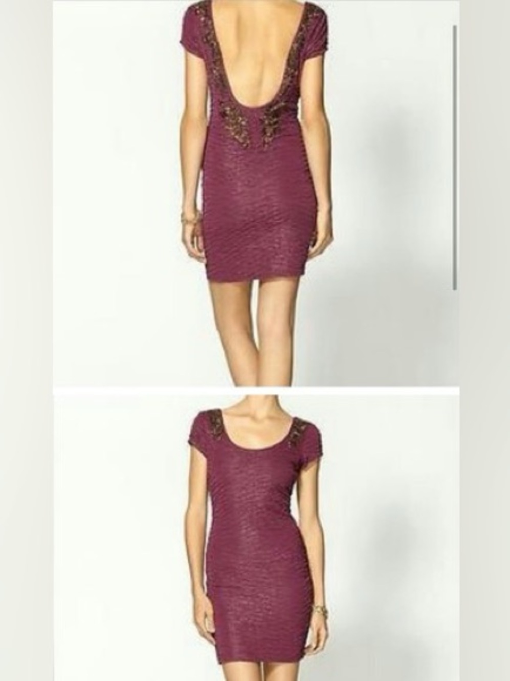 Free People Wild Violet Beaded Bodycon Scoop Back Mini Dress Boho Party Size XS